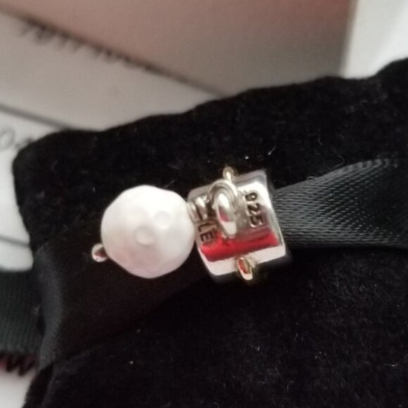 Auth Pandora Retired Sterling Silver w/14K Gold White Agate Golf Ball 790440AGW - Picture 9 of 10